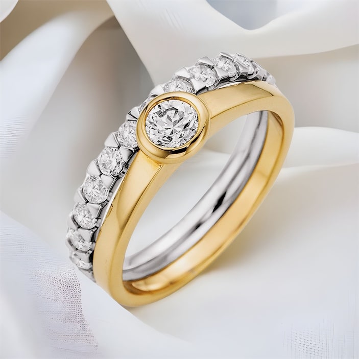 Solitaire Ring mit Memoire Ring Juwelier Brandstetter