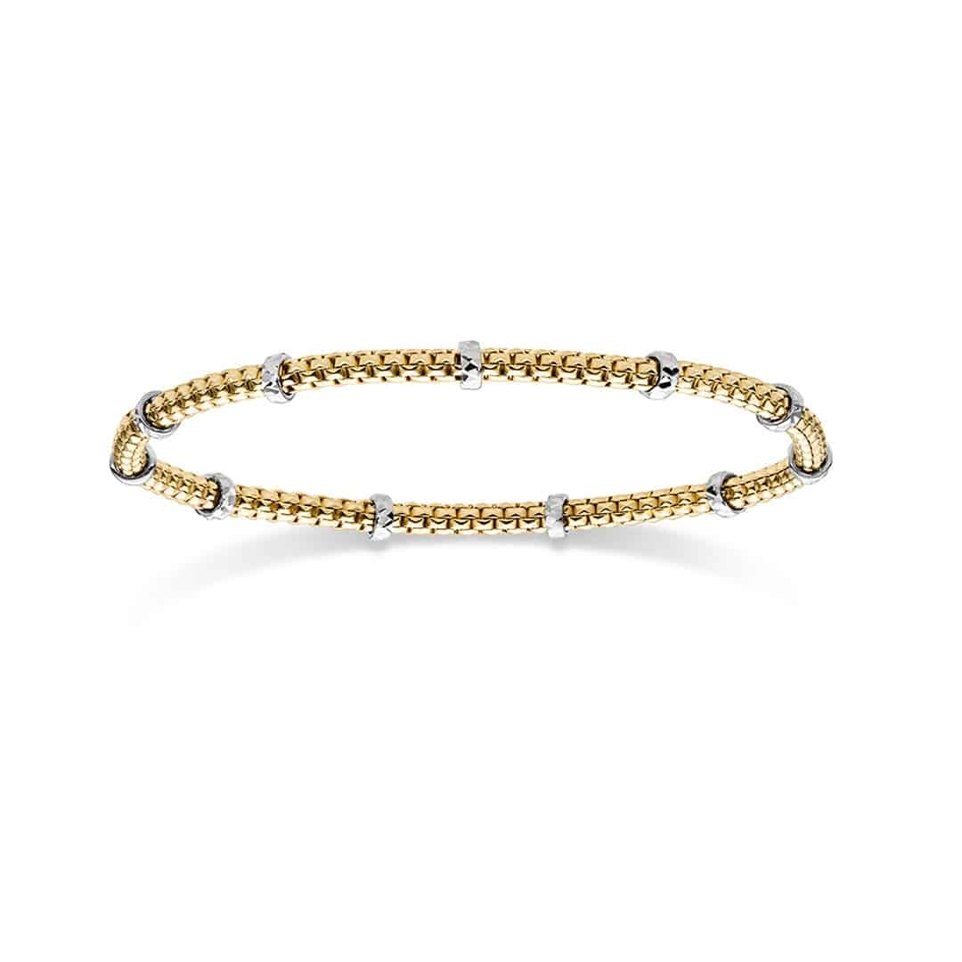 Produktbild Artikelnummer 15814. Goldarmband für Damen Gelbgold und Weißgold Armband aus Gold. Armschmuck von Juwelier Brandstetter.