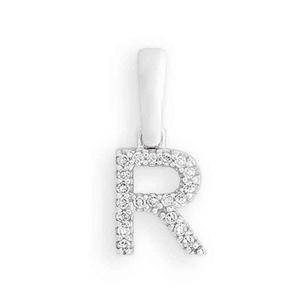 Buchstabe R Weißgold Anhänger