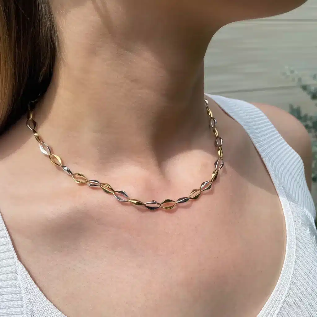 Massive Fassonketten Goldketten für Damen bicolor Goldkette Juwelier Brandstetter Wien