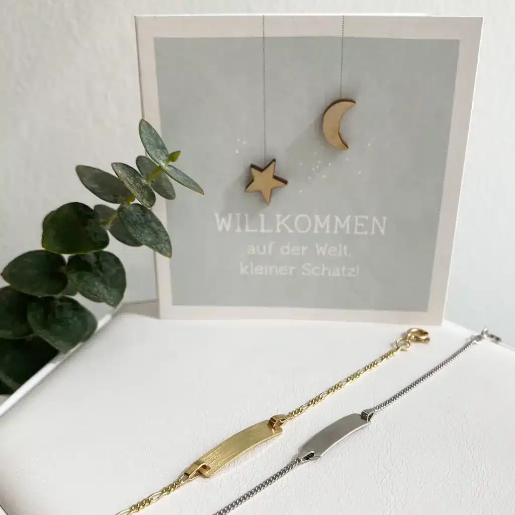 Taufschmuck Schildarmbänder Schildarmband für Babys Namensarmband Juwelier Brandstetter Wien
