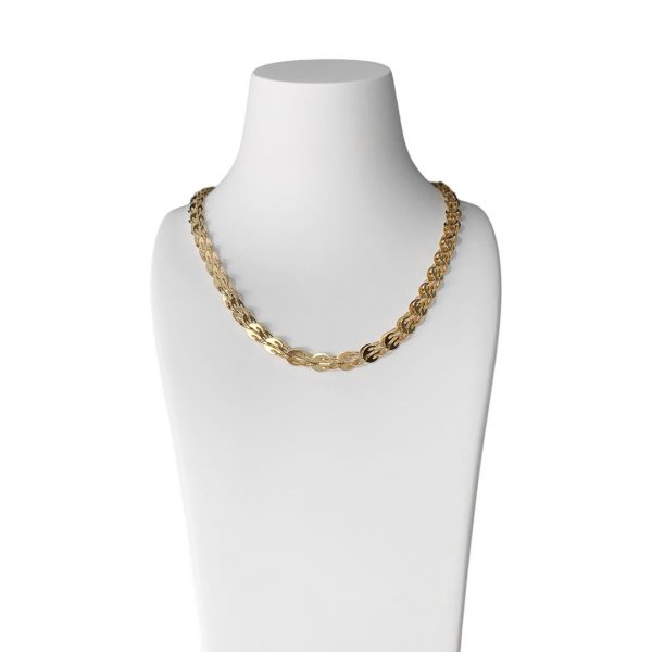 Goldkette mit Fantasiemuster 585 Gelbgold für Damen fotografiert auf einer weißen Schmuckbüste mit weißem Hintergrund - Produktbild 10440