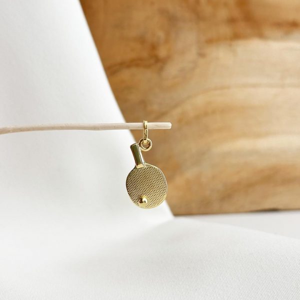 Tischtennis Schläger Anhänger 585 Gelbgold