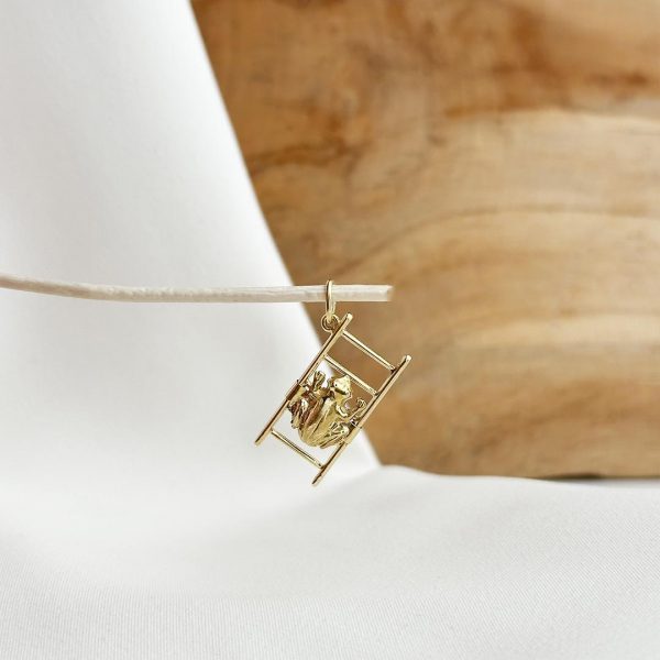 Frosch auf Leiter Anhänger 585 Gelbgold