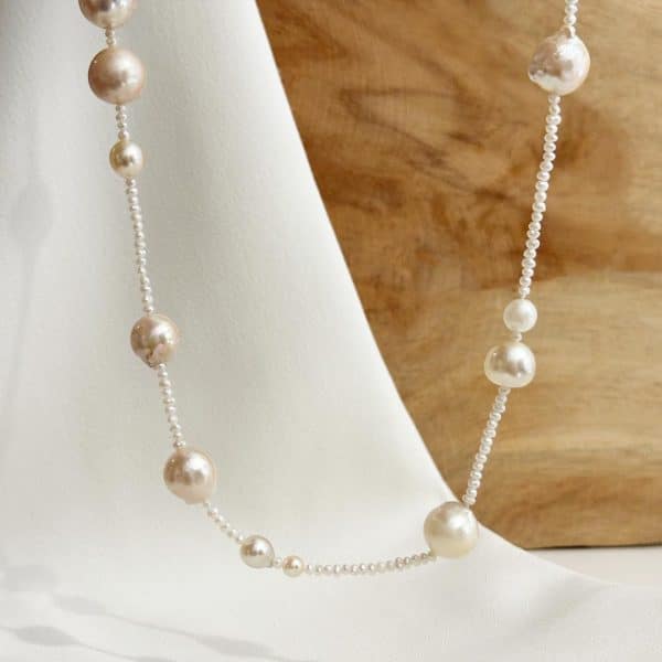 75cm Perlenkette 925 Silber Springring