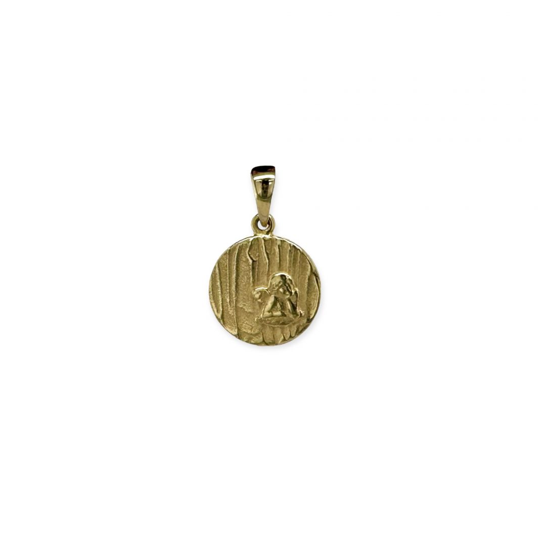 Strukturierter Schutzengel Anhänger 585 Gelbgold