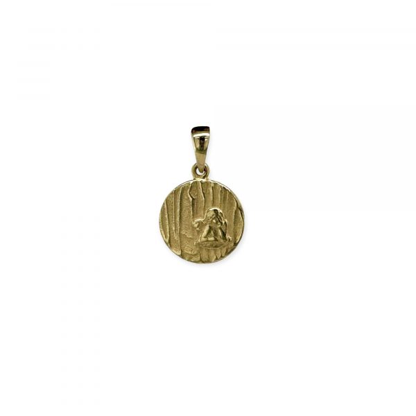 Strukturierter Schutzengel Anhänger 585 Gelbgold
