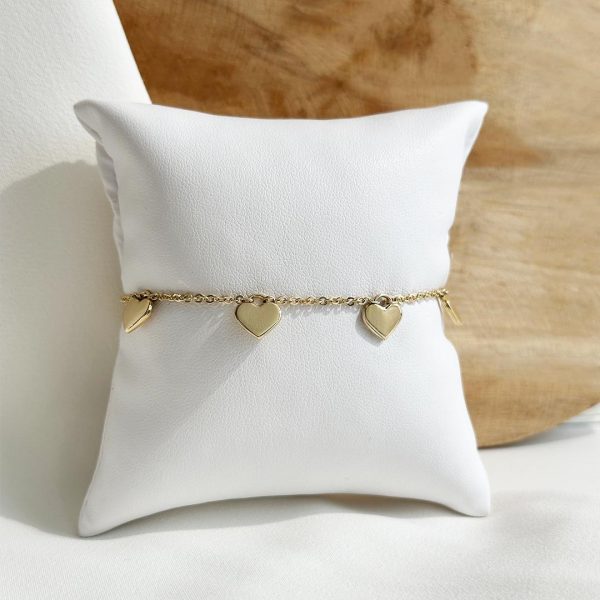 19cm Goldarmband mit Herzen 585 Gelbgold