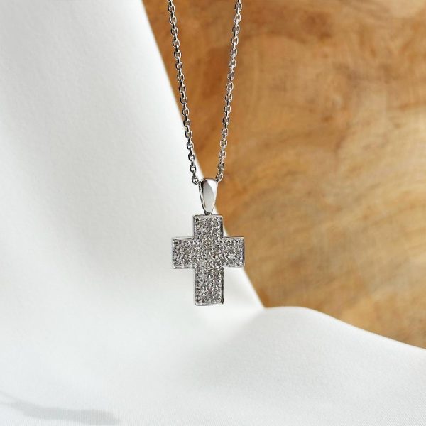 Zirkonia Kreuz Anhänger 585 Weißgold
