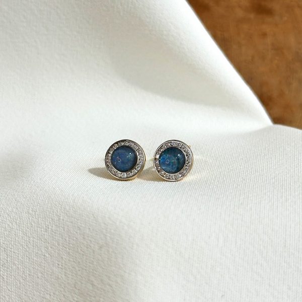 Opal Triplette-Diamant Ohrstecker 585 Gelbgold