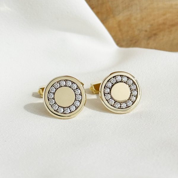 0,84ct. Diamant Manschettenknöpfe 585 Gelbgold