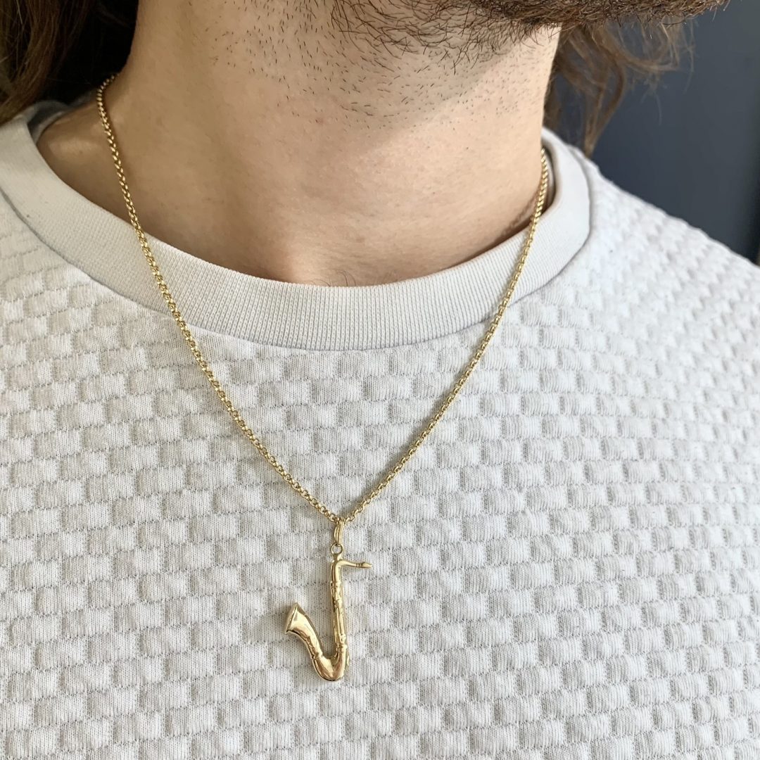 Saxophon Anhänger 585 Gelbgold – Bild 2