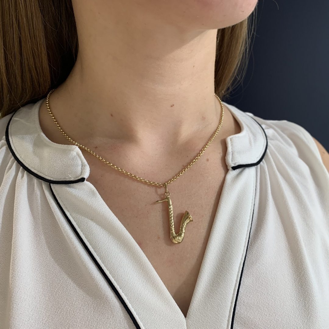 Saxophon Anhänger 585 Gelbgold – Bild 3