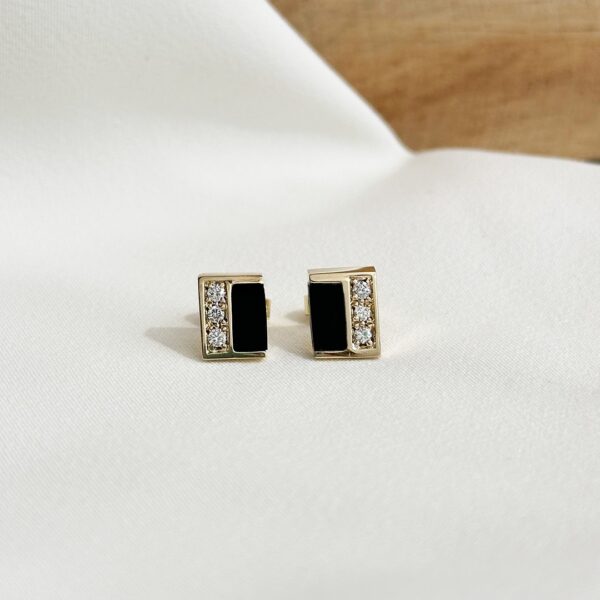 Brillant-Onyx Ohrstecker 585 Gelbgold