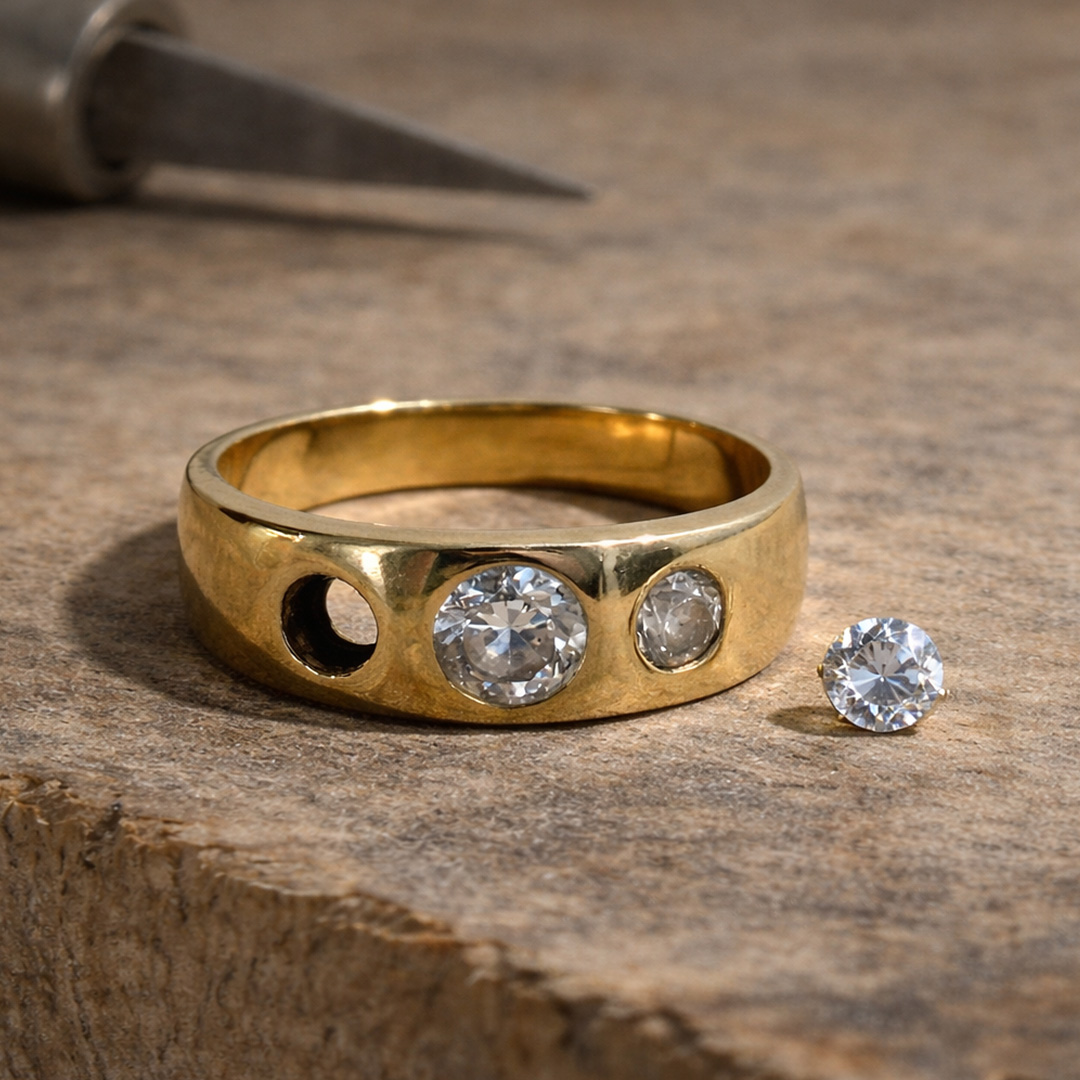 Goldring mit Diamanten und ein loser Diamant