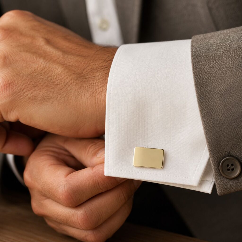 Herrenschmuck Manschettenknöpfe Gold getragen